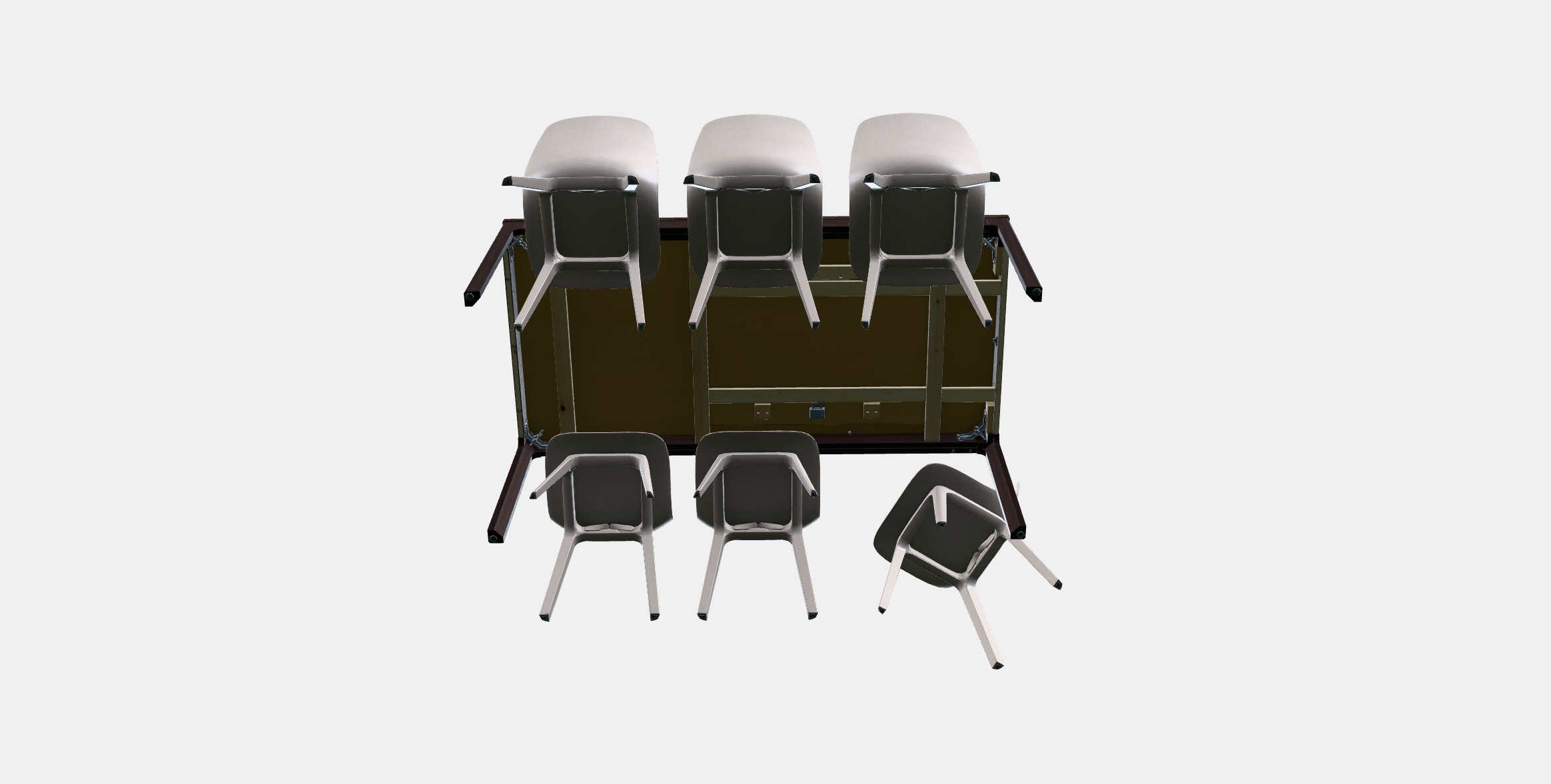 EKEDALEN - ODGER Table and 6 chairs Low-poly 3D model_6