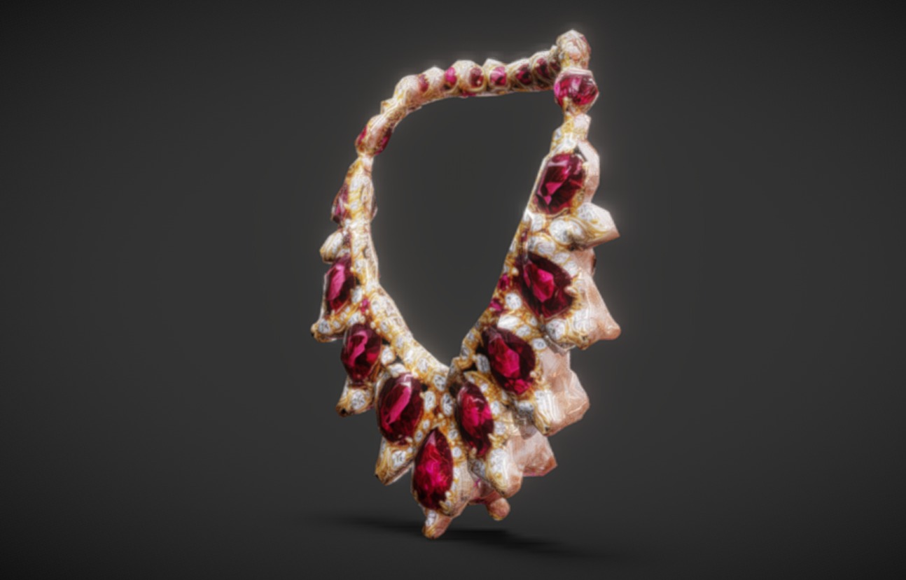 Royal Ruby Necklace 3D Model 3dm stl obj 3D print model 3D print model_11