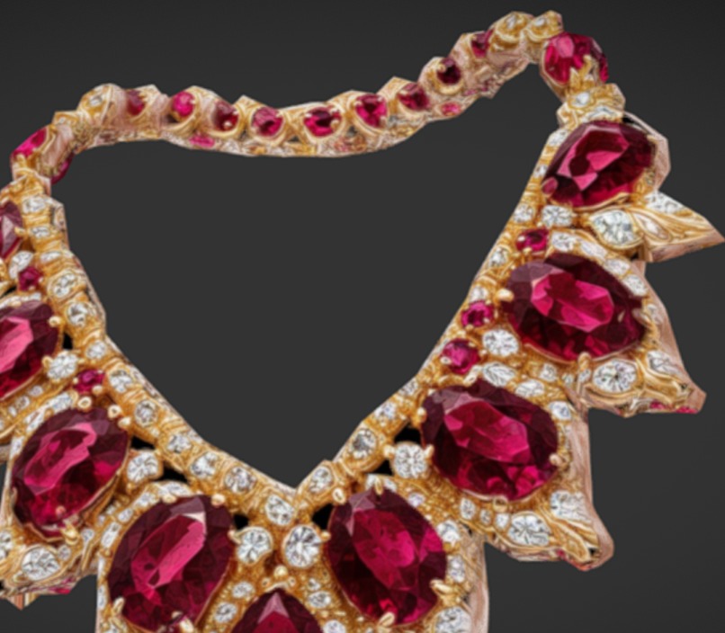 Royal Ruby Necklace 3D Model 3dm stl obj 3D print model 3D print model_1