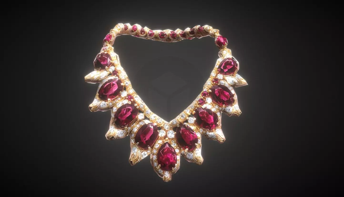 Royal Ruby Necklace 3D Model 3dm stl obj 3D print model 3D print model_0