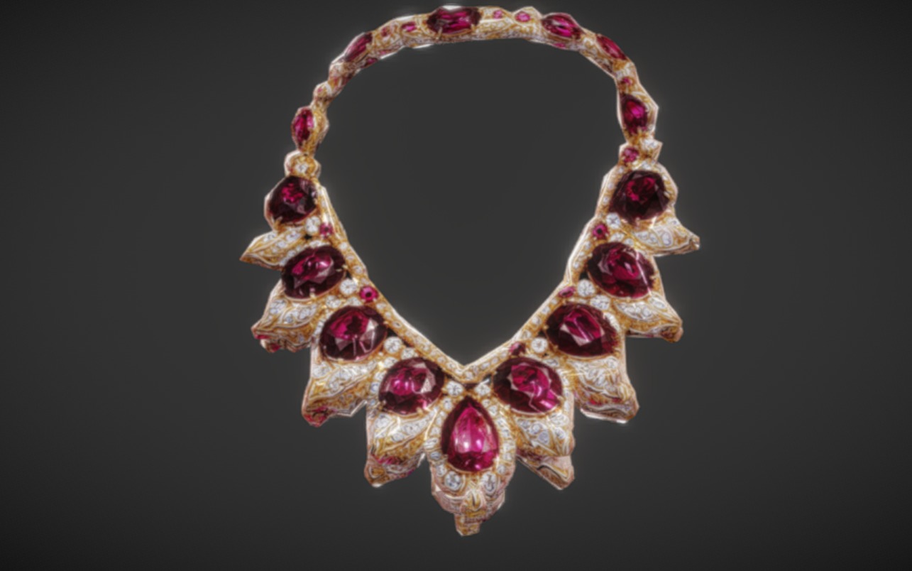 Royal Ruby Necklace 3D Model 3dm stl obj 3D print model 3D print model_4