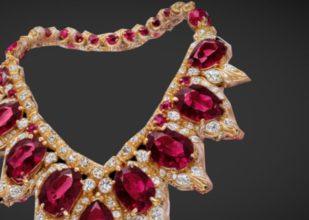 Royal Ruby Necklace 3D Model 3dm stl obj 3D print model 3D print model_8
