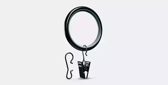 SYRLIG Curtain ring with clip and hook 4 Low-poly 3D model