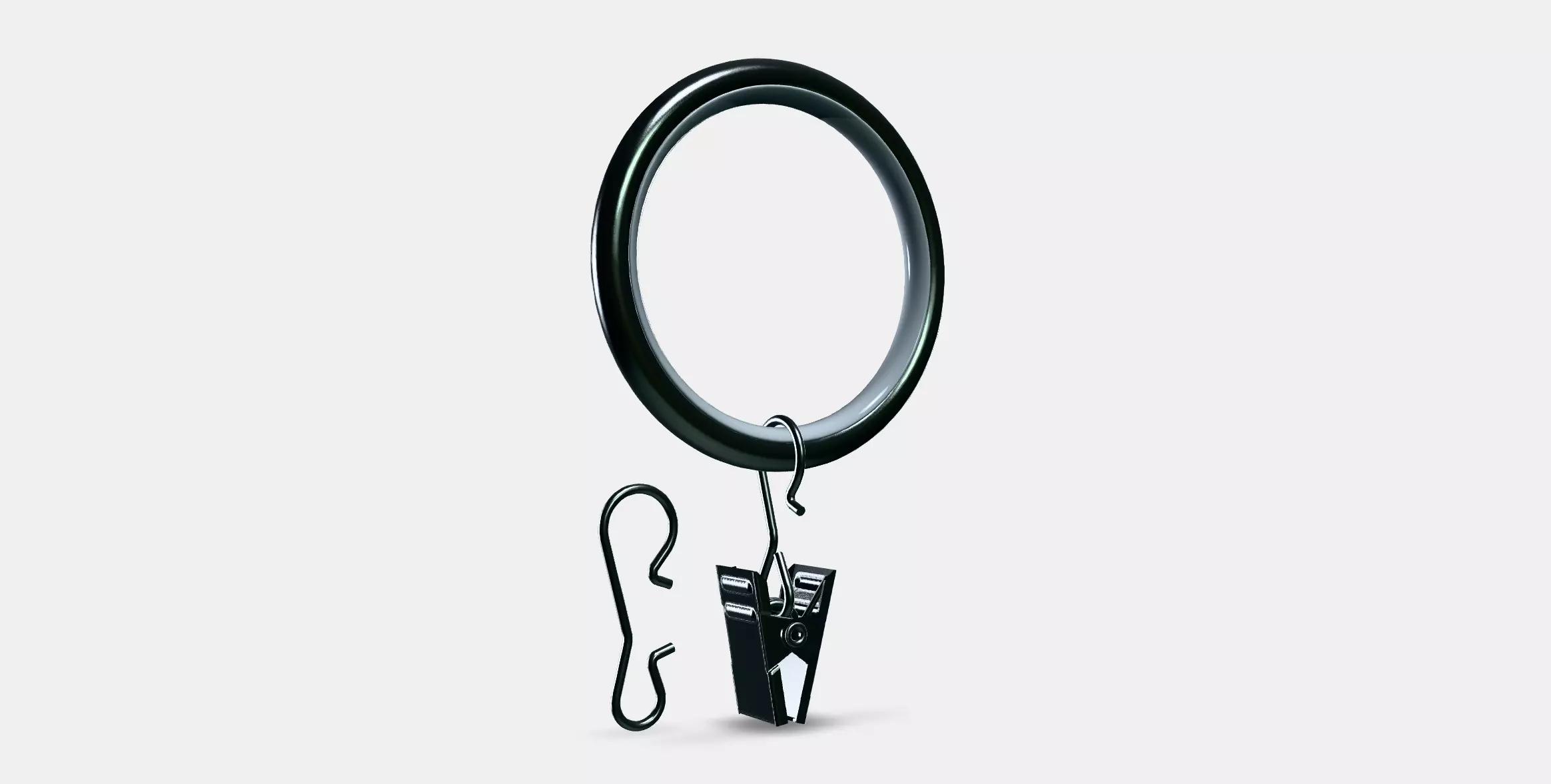 SYRLIG Curtain ring with clip and hook 4 Low-poly 3D model_0