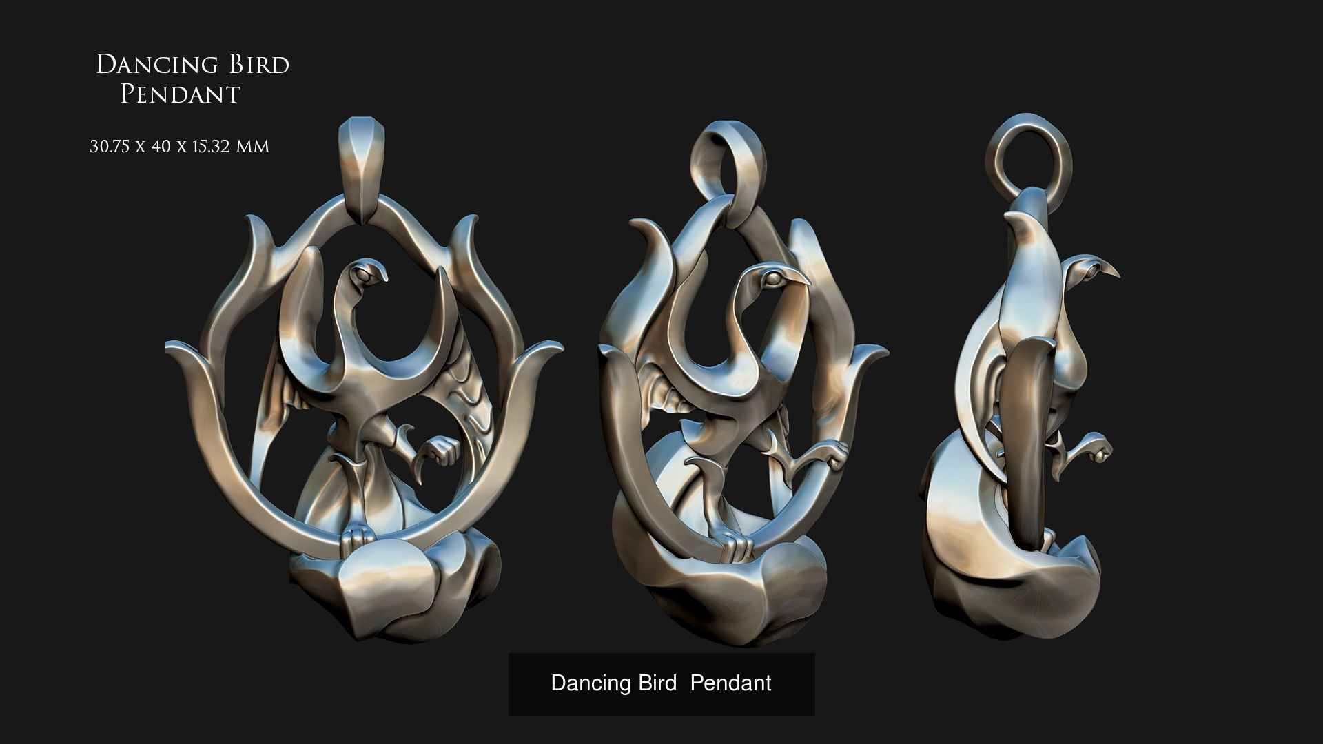 A Set of Abstract Bird Pendants 3D Model Collection_10
