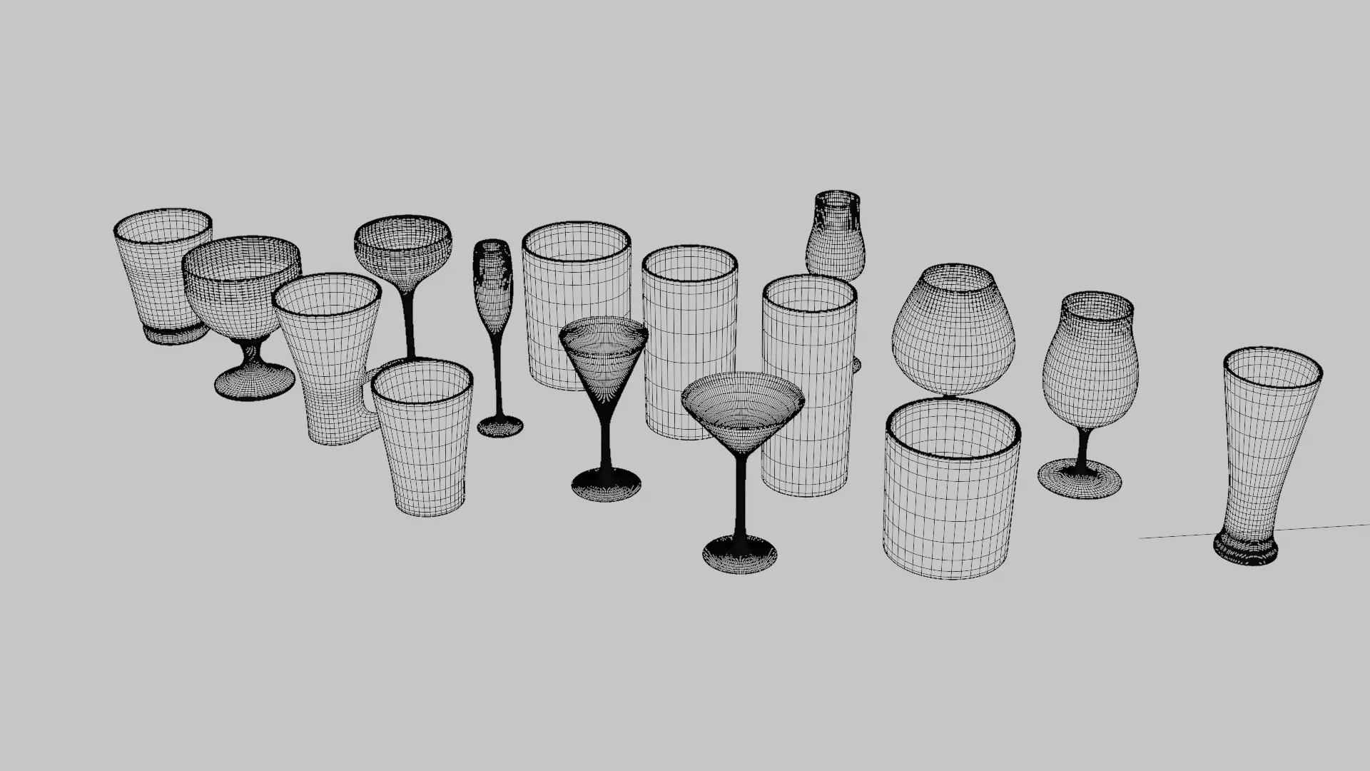 Cocktail Glass Collection 3D model_0