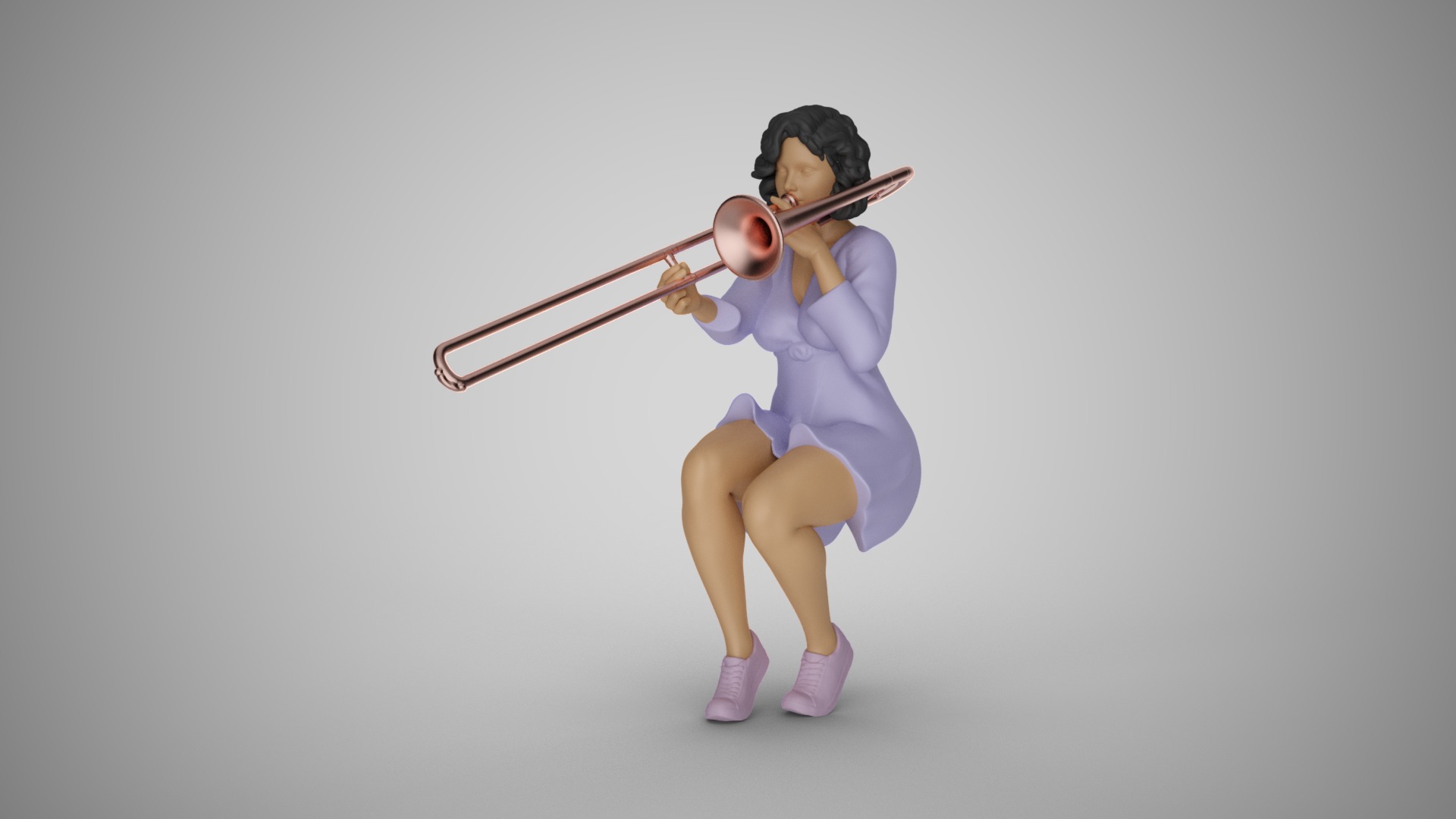Woman Playing the Trombone 3D print model_8