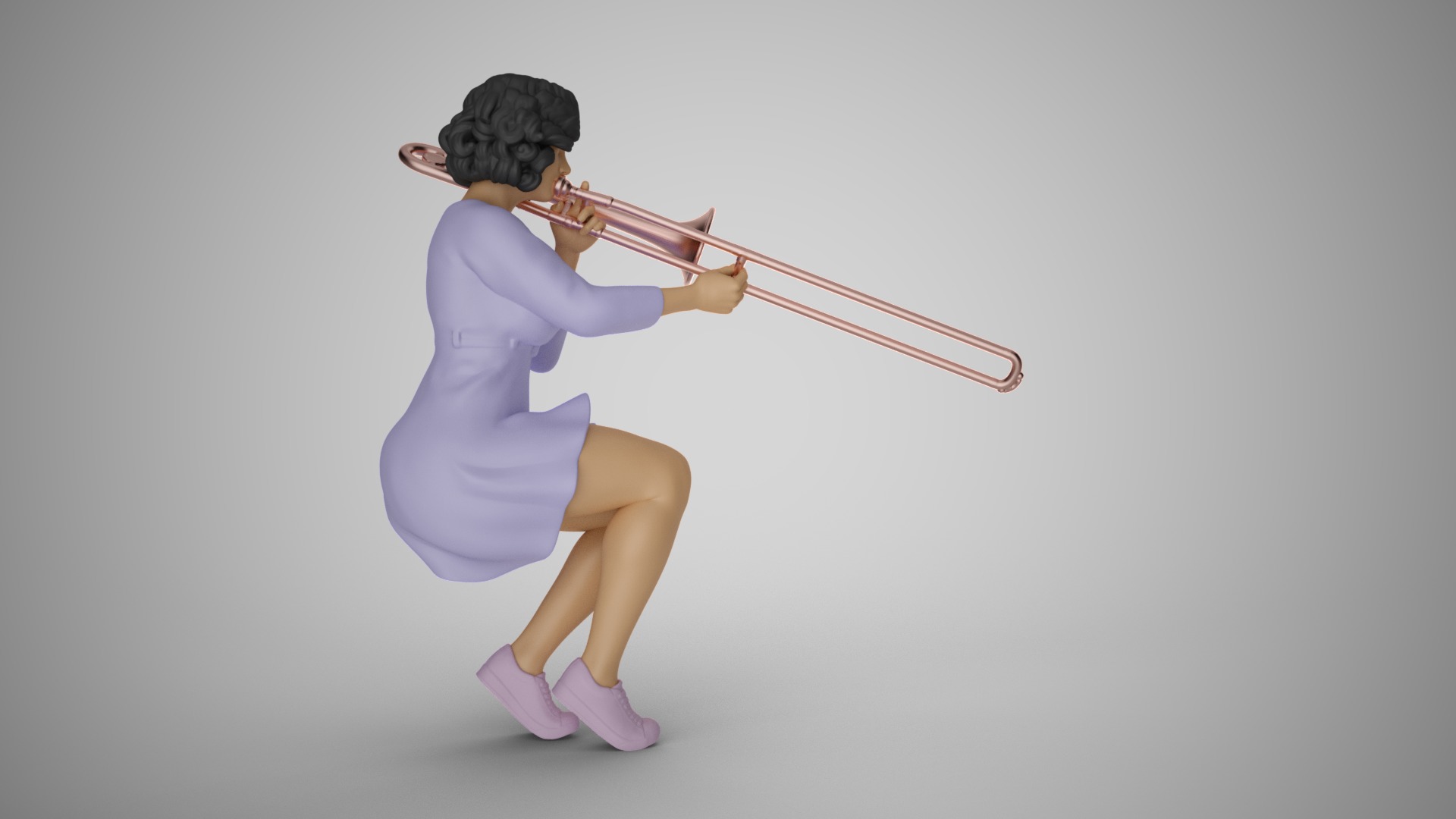 Woman Playing the Trombone 3D print model_3