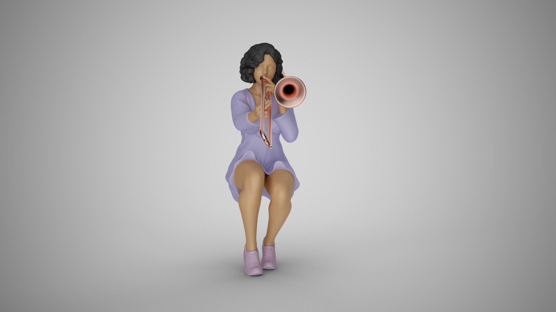 Woman Playing the Trombone 3D print model_9