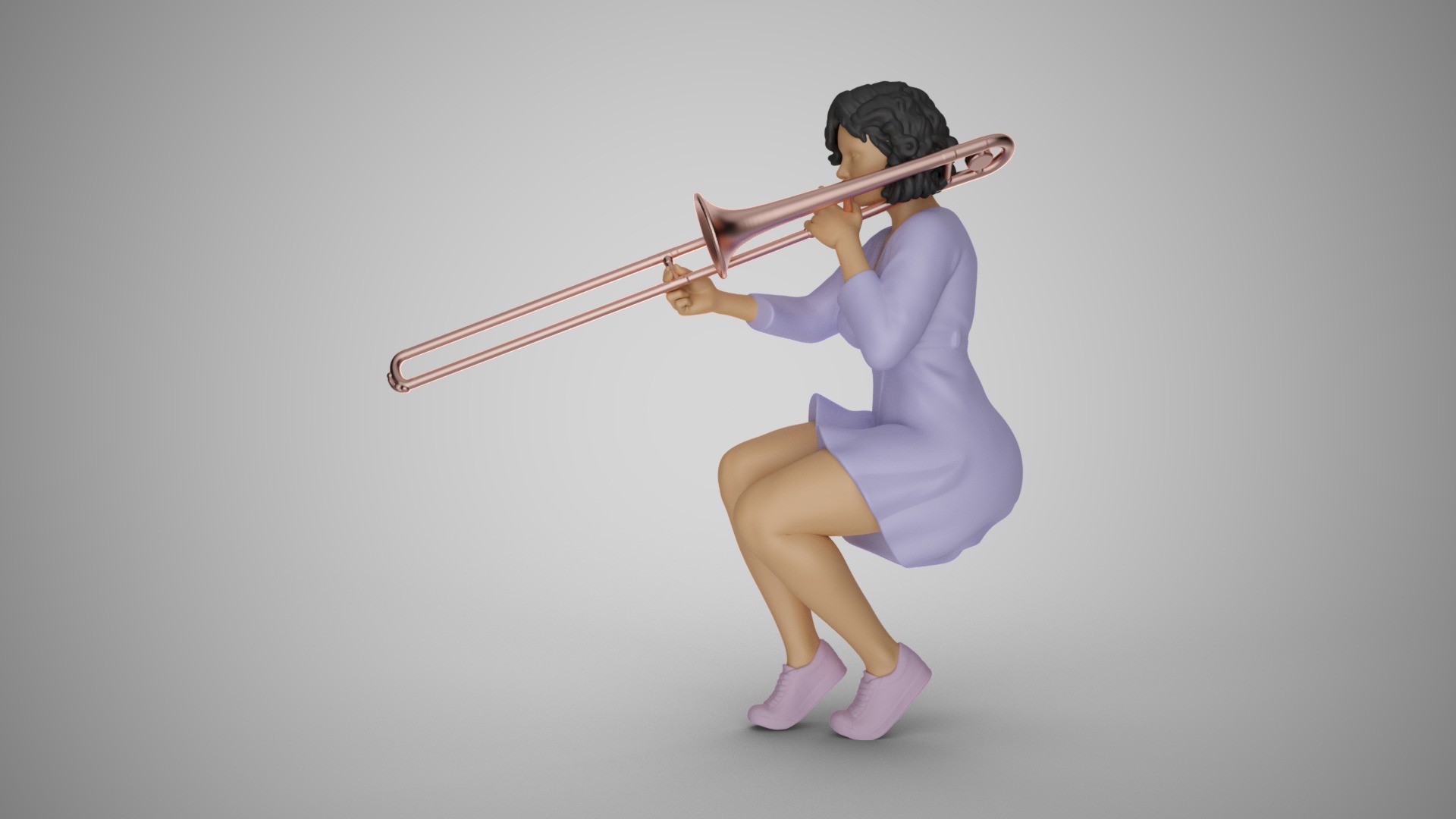 Woman Playing the Trombone 3D print model_7