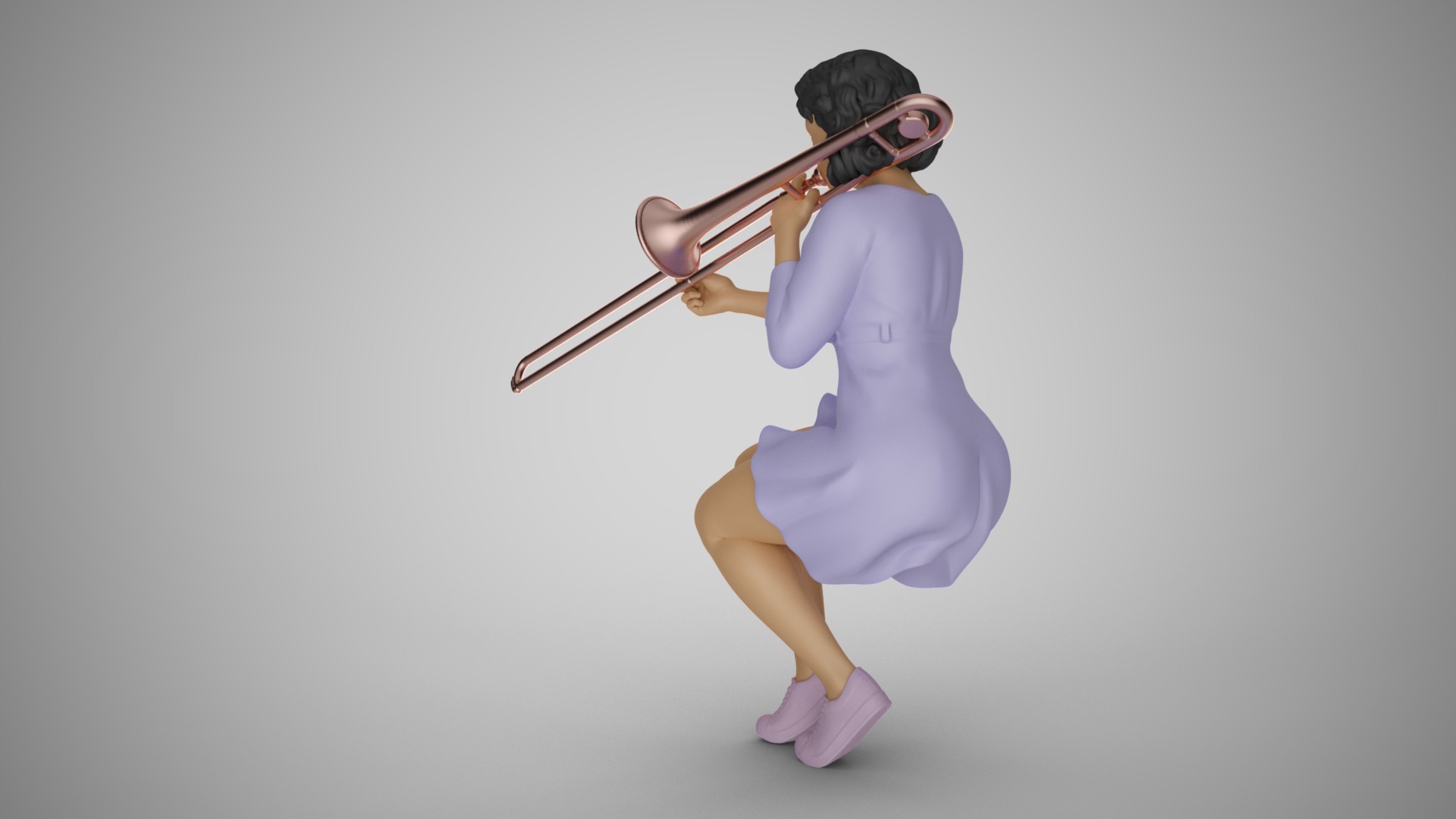 Woman Playing the Trombone 3D print model_6