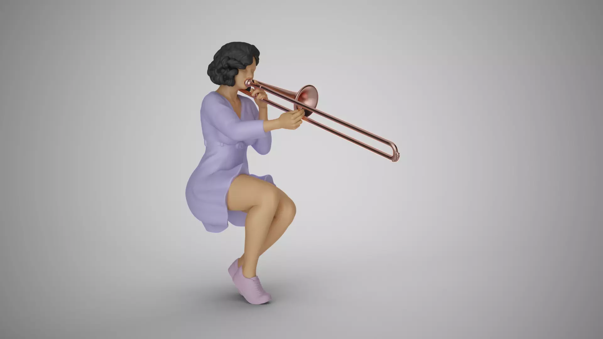Woman Playing the Trombone 3D print model_0