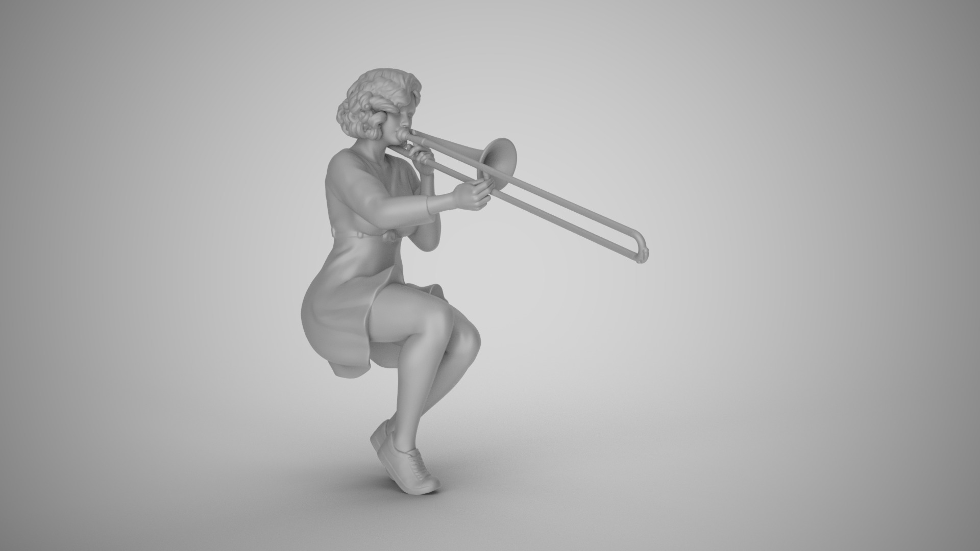Woman Playing the Trombone 3D print model_2