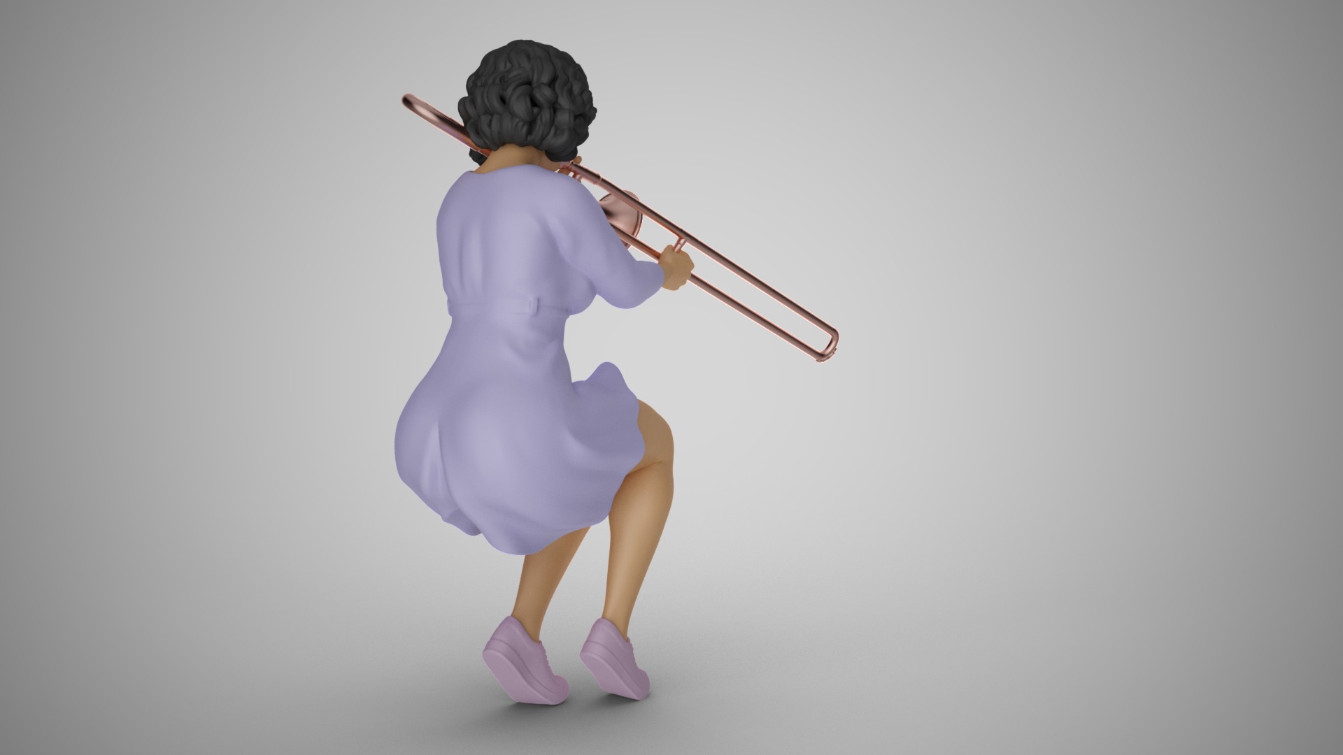 Woman Playing the Trombone 3D print model_4