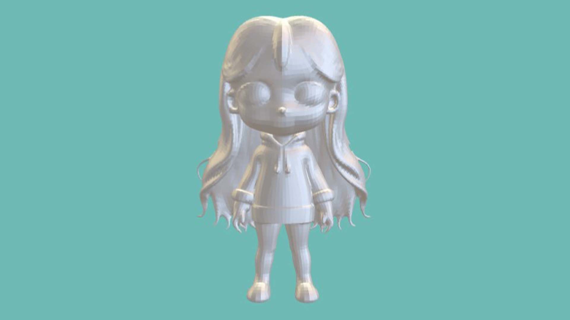 cute cartoon character with purple hair 3D print model_1