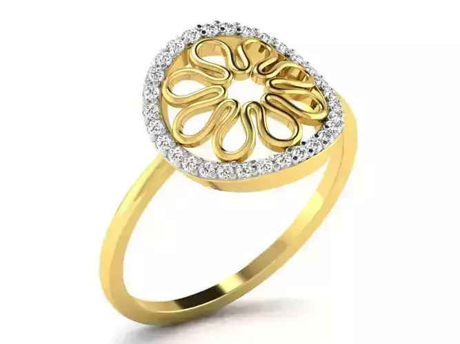 Light Weight Yellow Gold Diamond Ring DR-6147