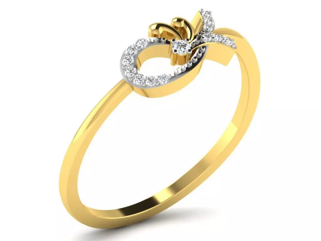 Light Weight Yellow Gold Diamond Ring DR-6148 3D print model_0
