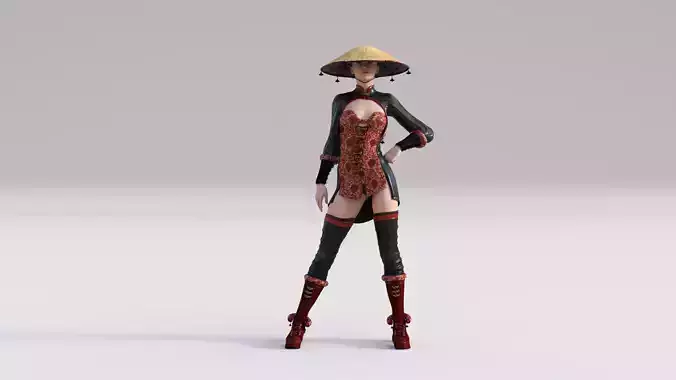 Dynasty warrior Chinese Female Outfit Storm queen Clothing Dress Low-poly 3D model