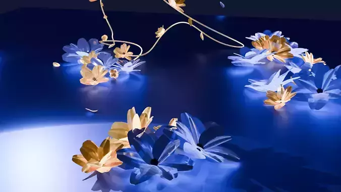 Blue and Gold Flowers 