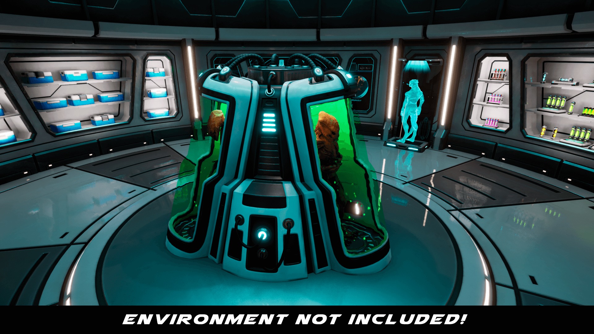 SciFi Lab cryo capsules and chambers Low-poly 3D model_7