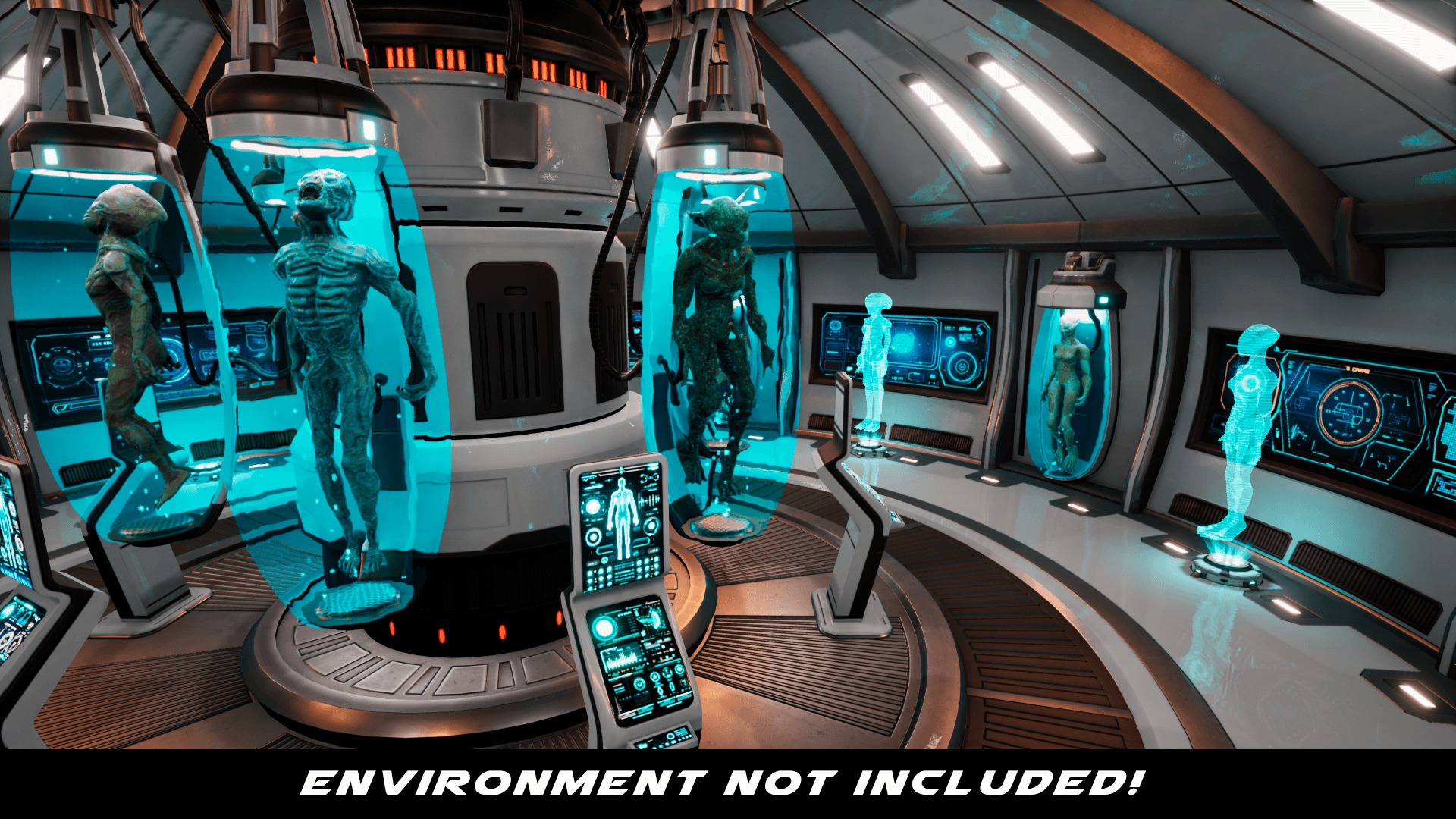 SciFi Lab cryo capsules and chambers Low-poly 3D model_10