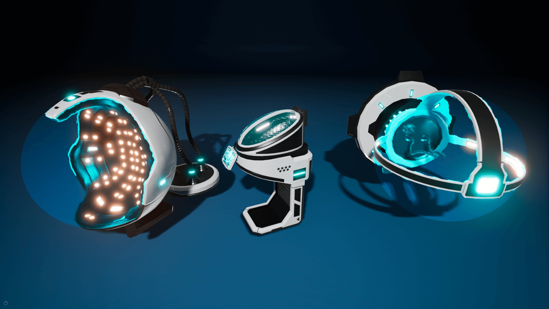 SciFi Lab cryo capsules and chambers Low-poly 3D model_4