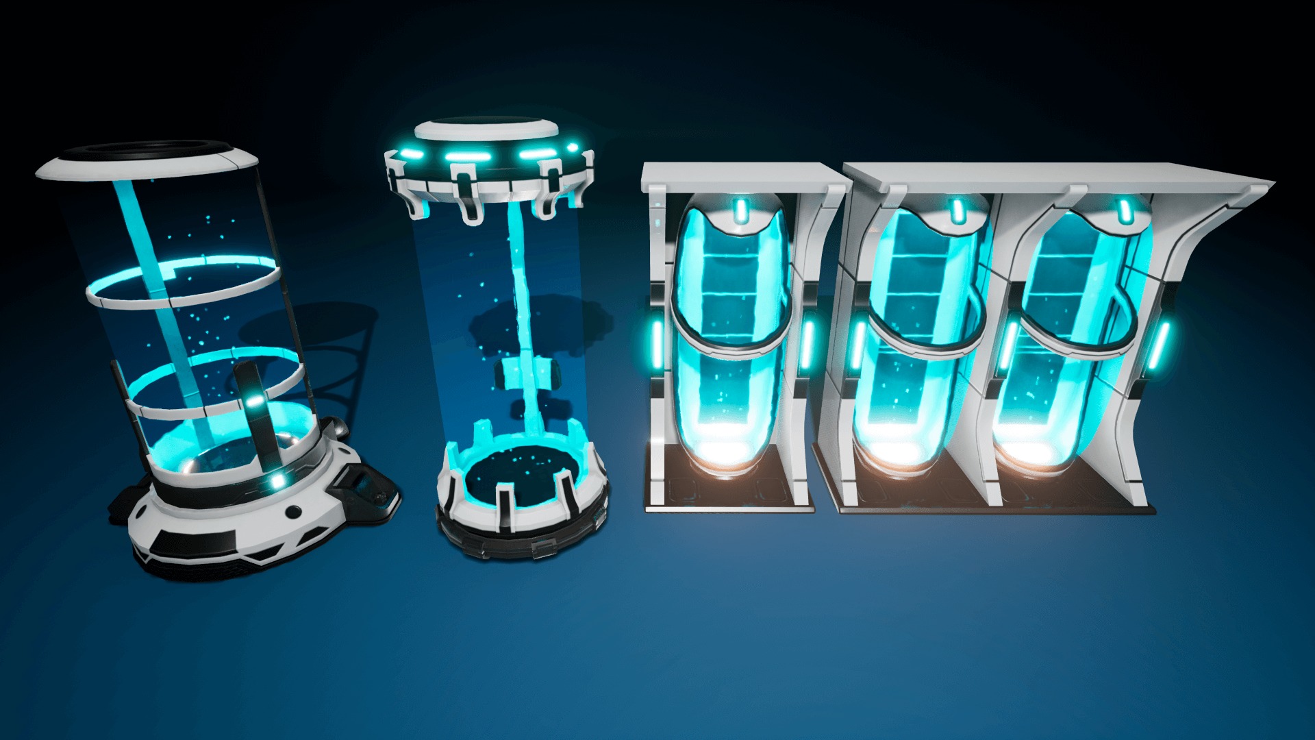 SciFi Lab cryo capsules and chambers Low-poly 3D model_6