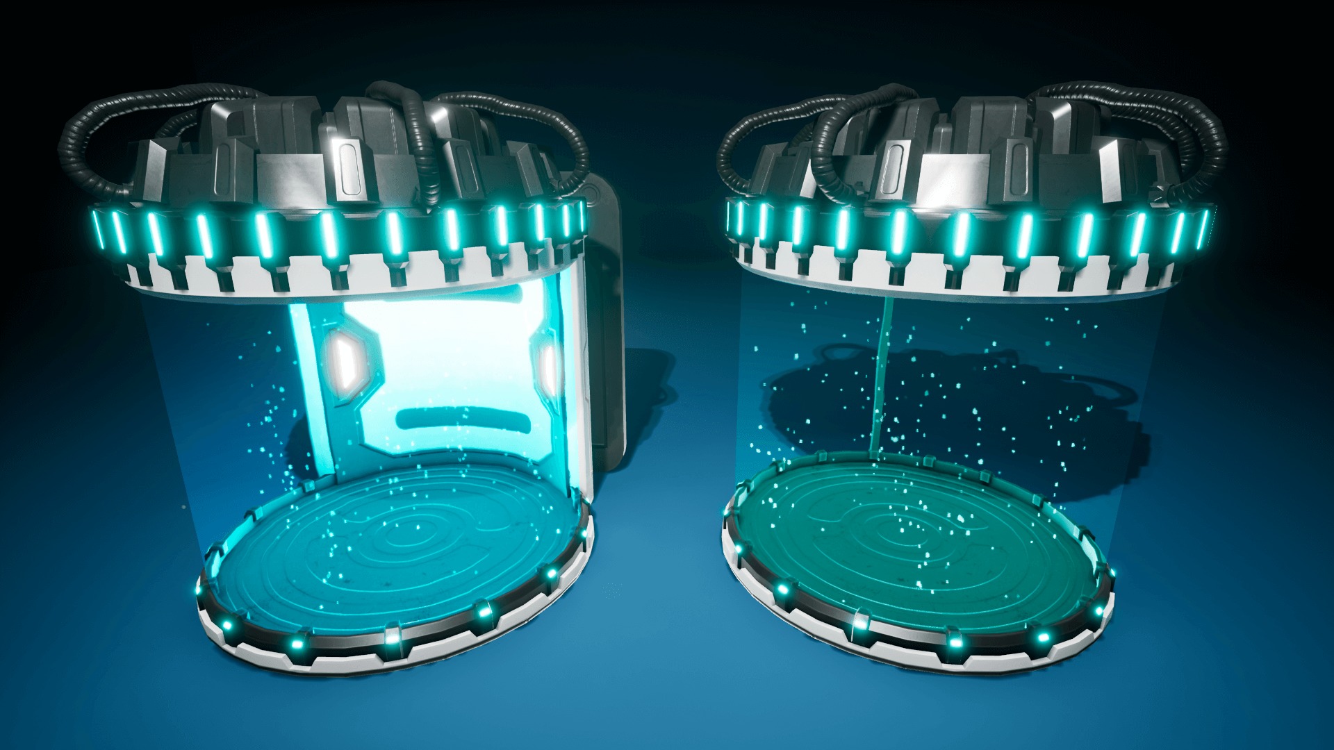 SciFi Lab cryo capsules and chambers Low-poly 3D model_2
