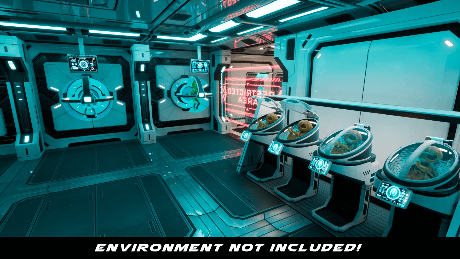 SciFi Lab cryo capsules and chambers Low-poly 3D model_8