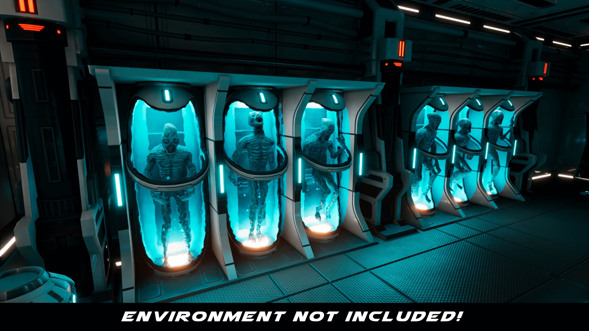 SciFi Lab cryo capsules and chambers Low-poly 3D model_9