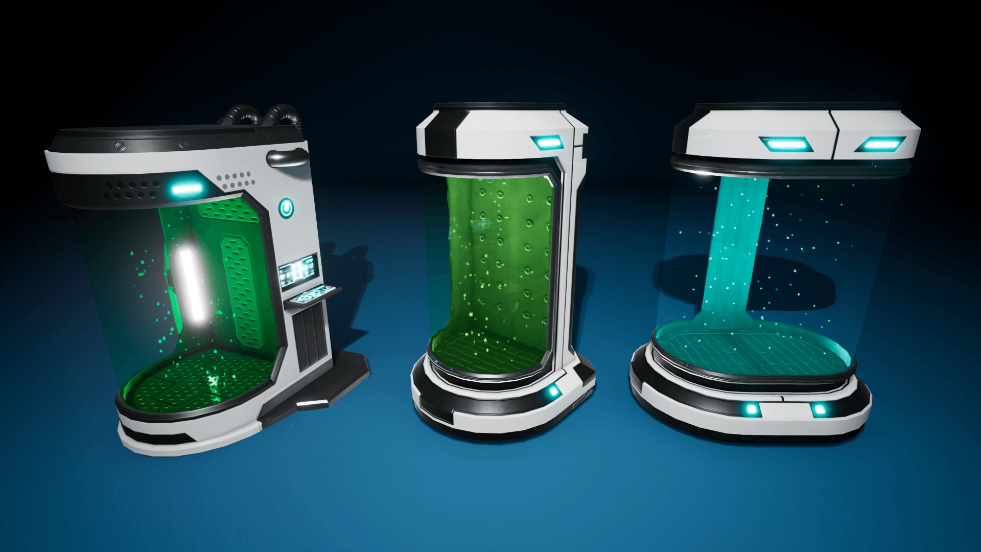SciFi Lab cryo capsules and chambers Low-poly 3D model_3
