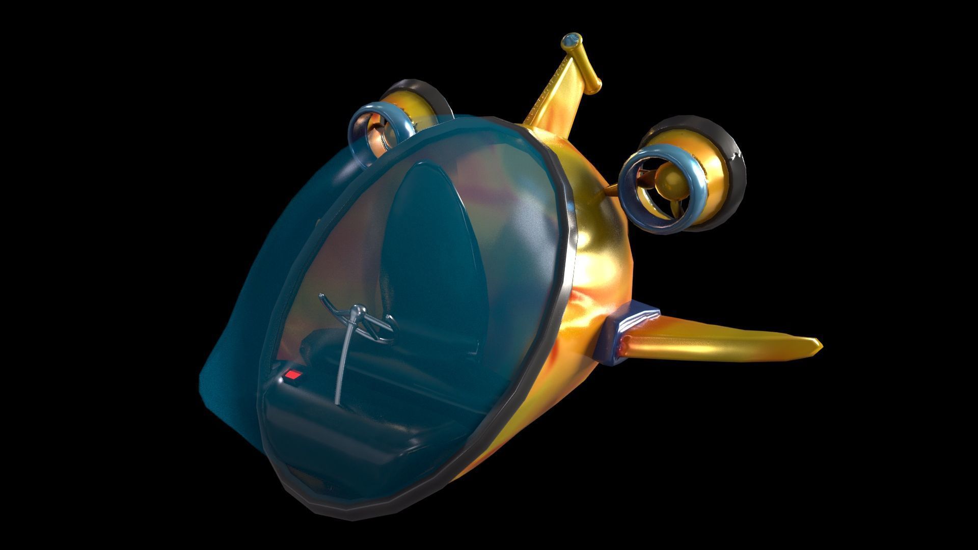 Aqua Jet ProSleek Futuristic Submarine Pod toon LOW POLY Low-poly 3D model_2