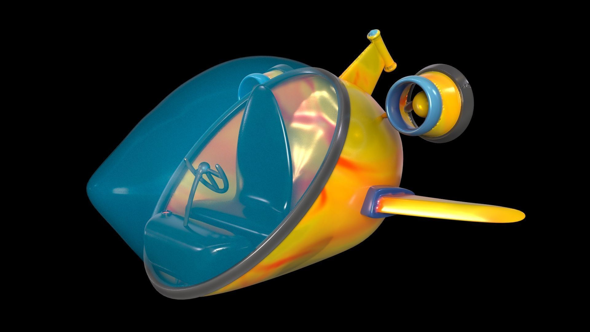 Aqua Jet ProSleek Futuristic Submarine Pod toon LOW POLY Low-poly 3D model_1