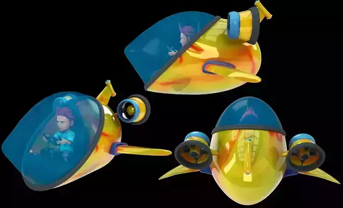 Aqua Jet ProSleek Futuristic Submarine Pod toon LOW POLY Low-poly 3D model