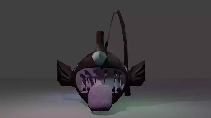 Stylized Low-Poly Anglerfish 3D Model