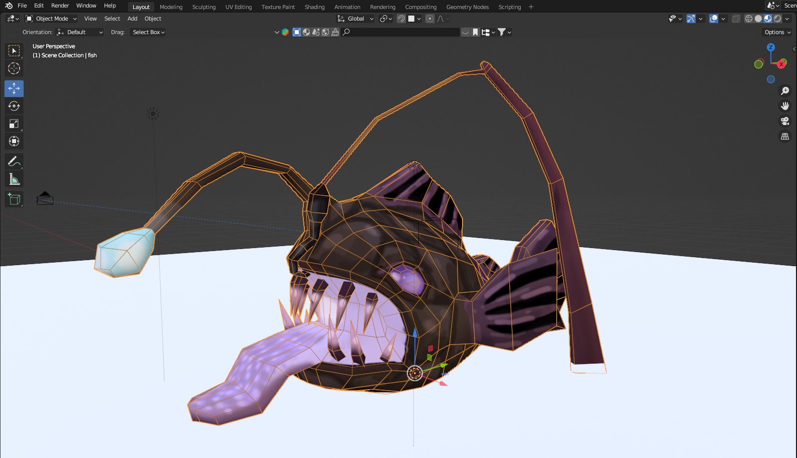 Stylized Low-Poly Anglerfish 3D Model Low-poly 3D model_5