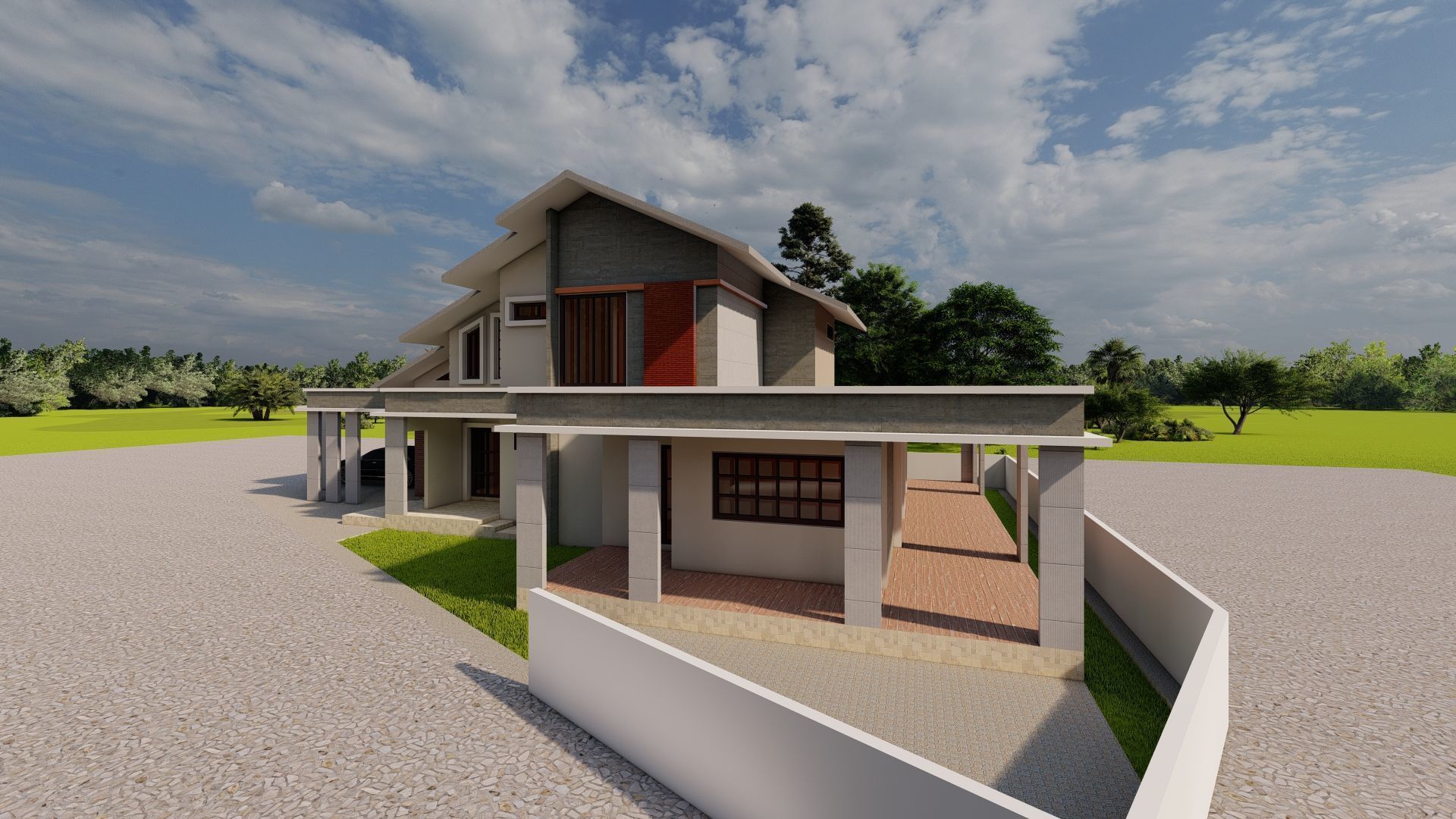 Casa Scene-villa-modern house 3D model_3