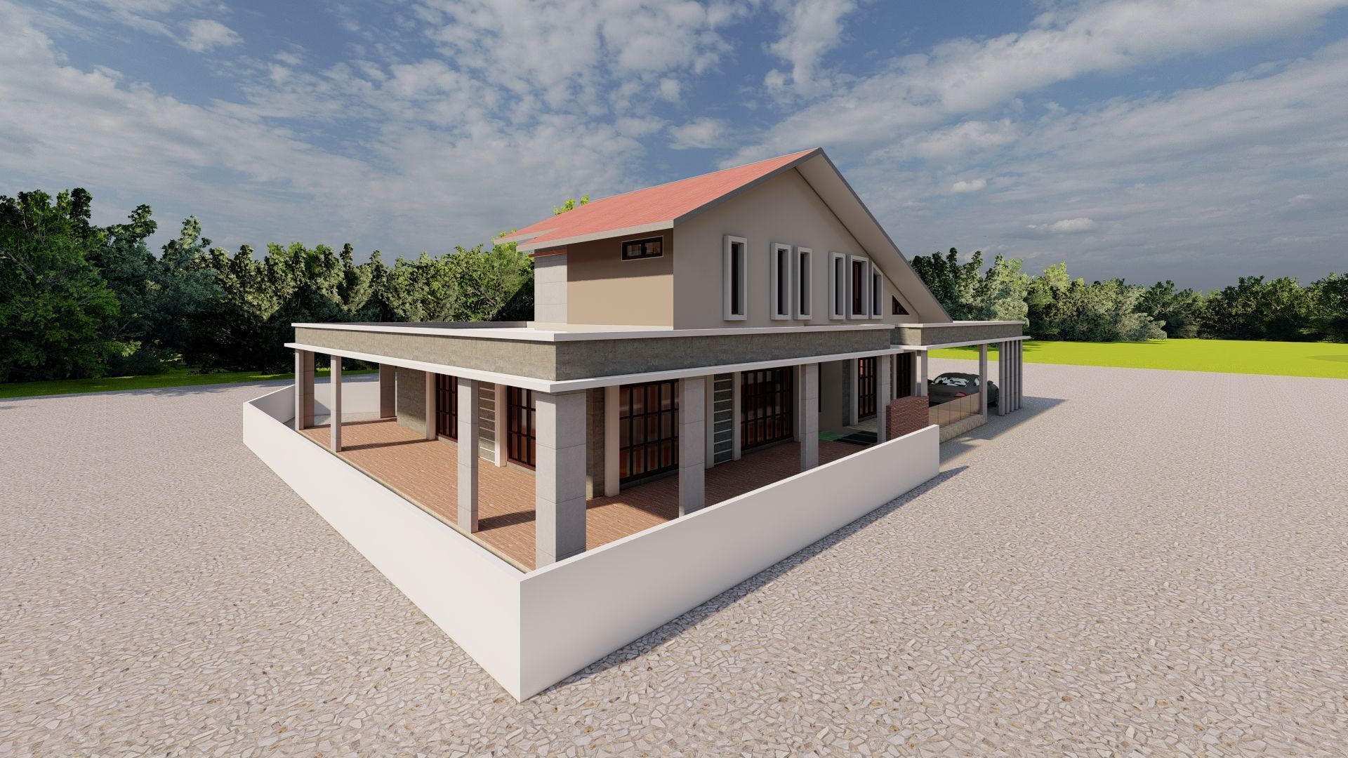 Casa Scene-villa-modern house 3D model_6