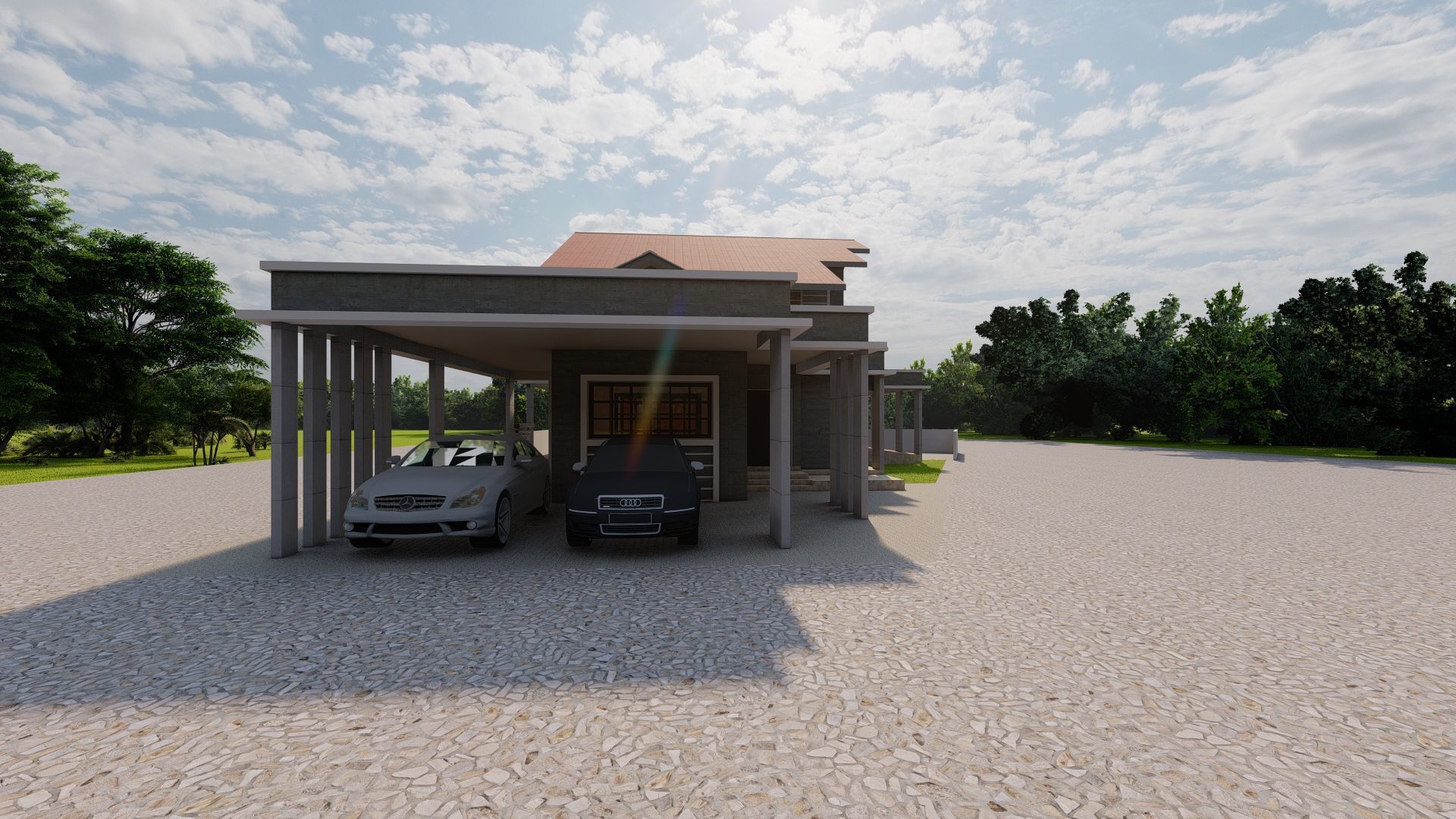Casa Scene-villa-modern house 3D model_2