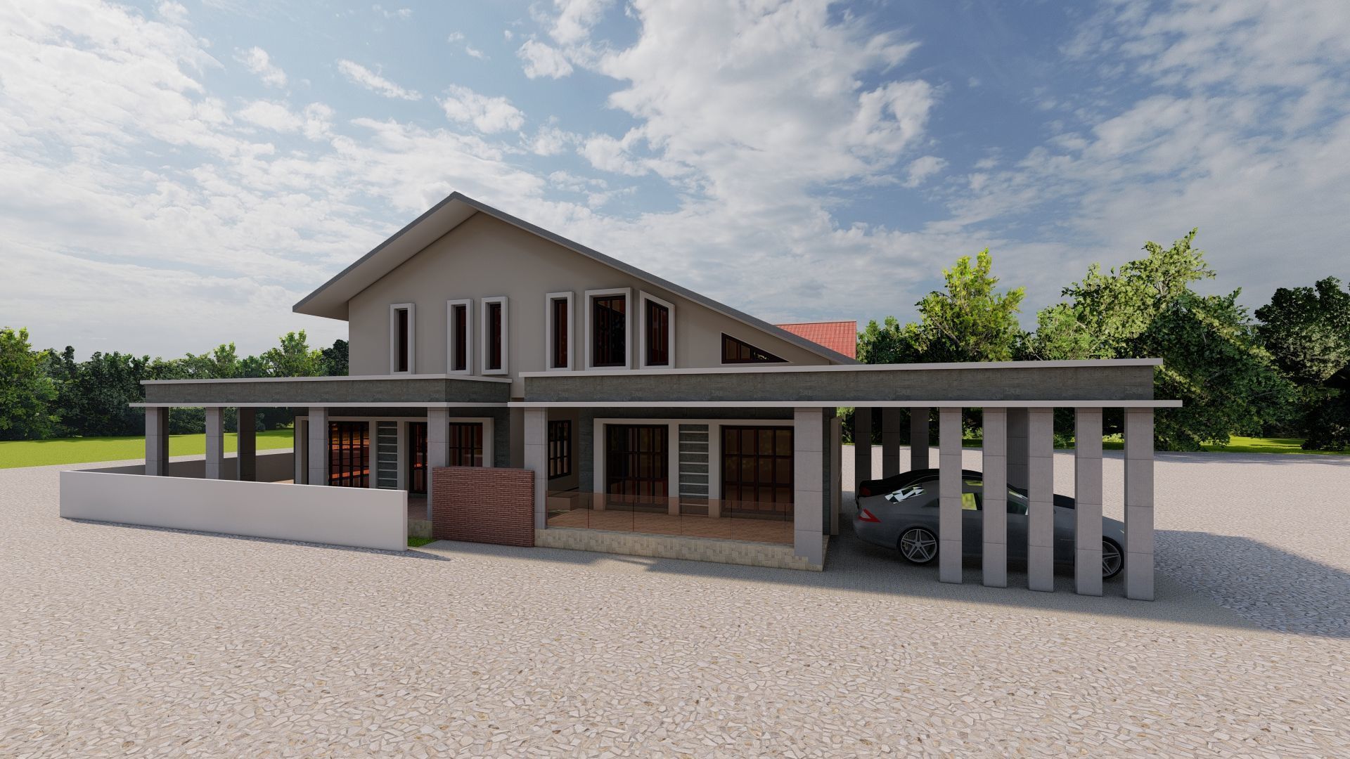 Casa Scene-villa-modern house 3D model_1