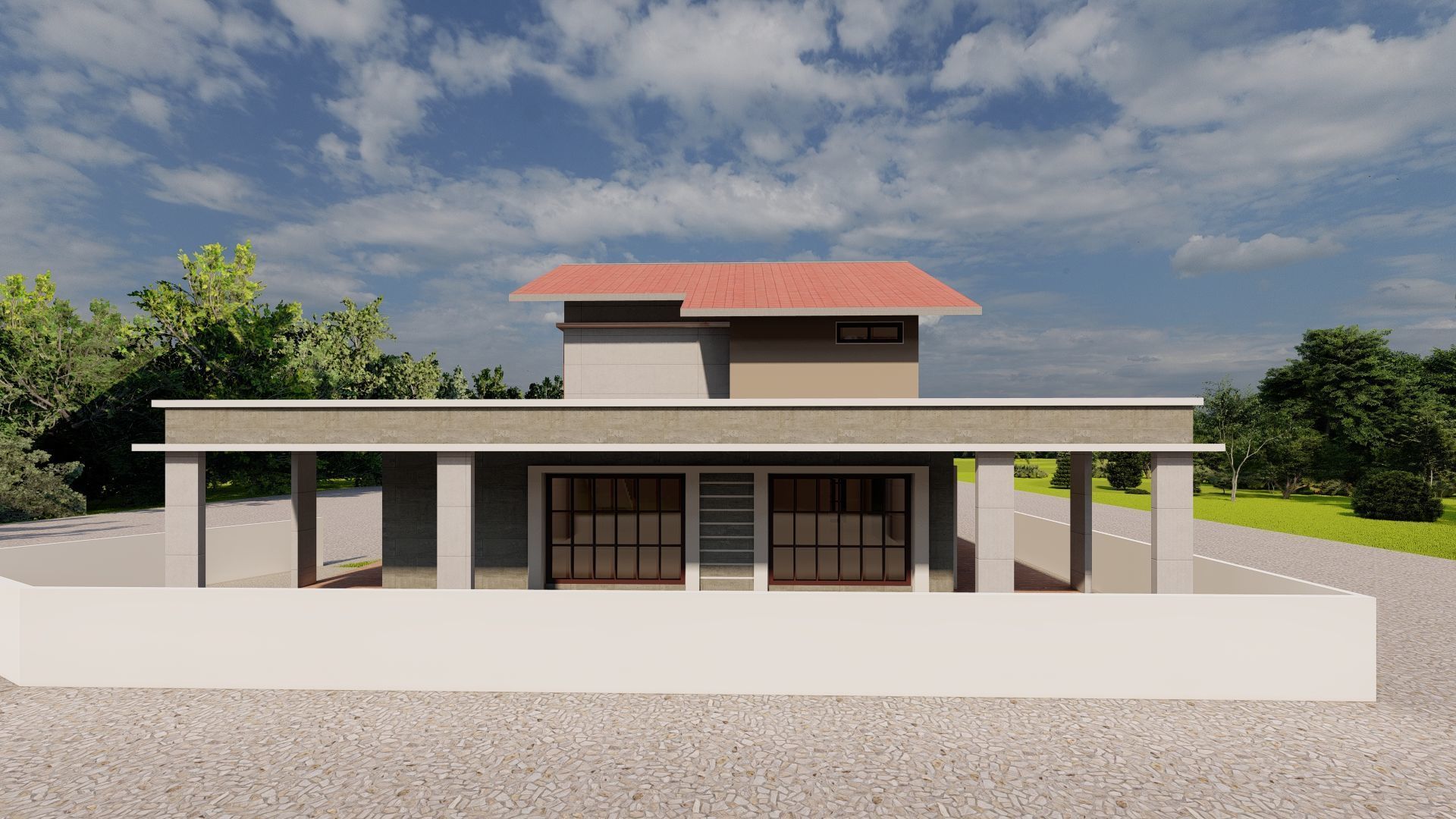Casa Scene-villa-modern house 3D model_4