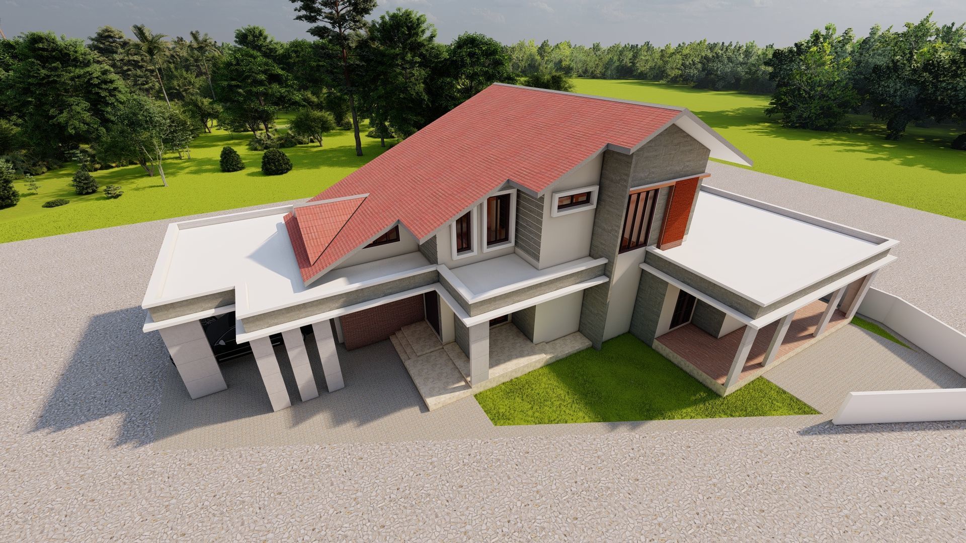 Casa Scene-villa-modern house 3D model_5