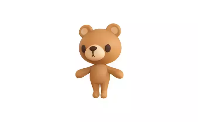 Little animal cute - Cartoon Bear - Character 001 Low-poly 3D model