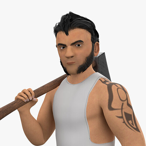 3D Cartoon Common-man Character With Rig Low-poly 3D model