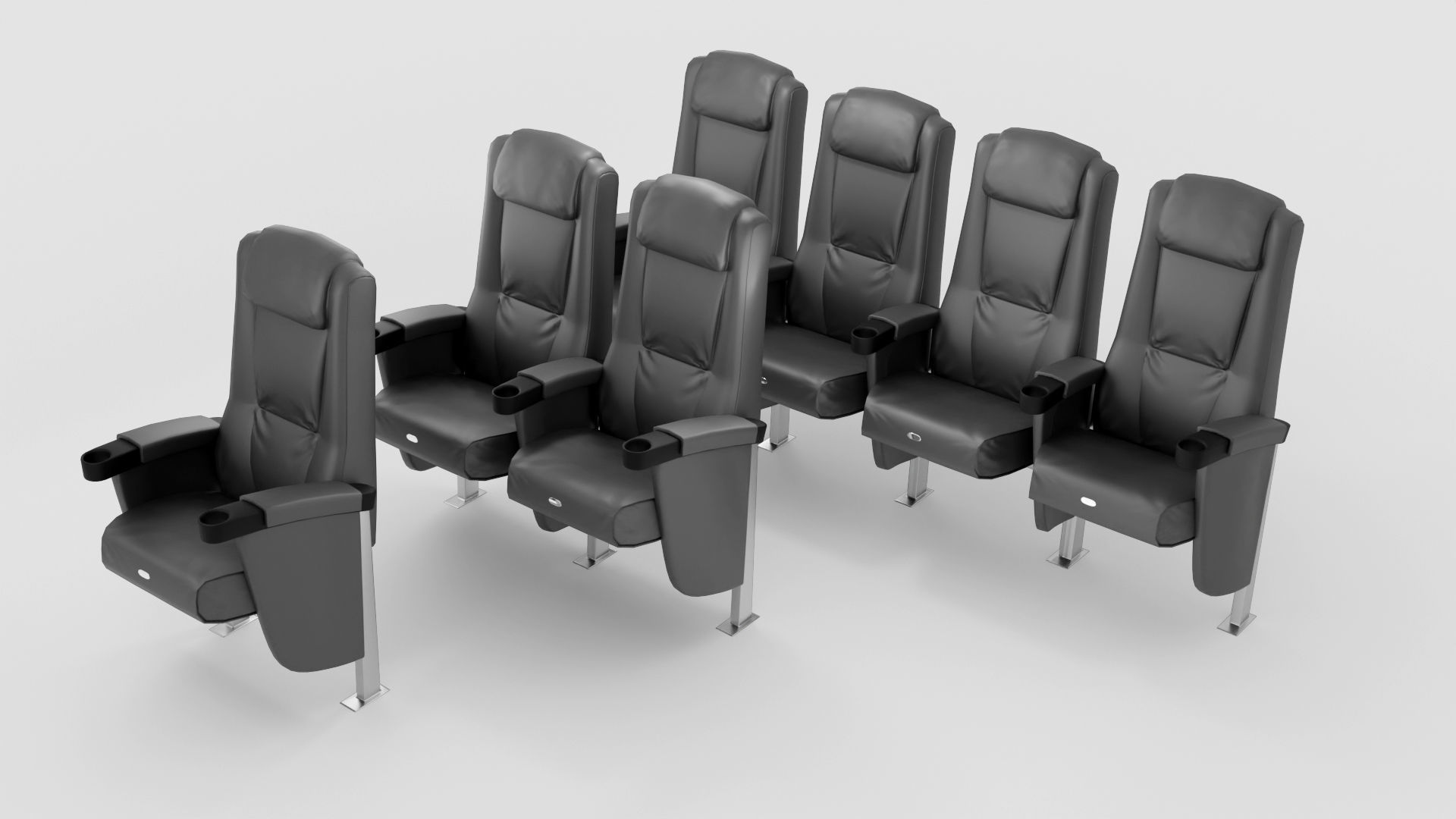 Theater seats Low-poly 3D model_1