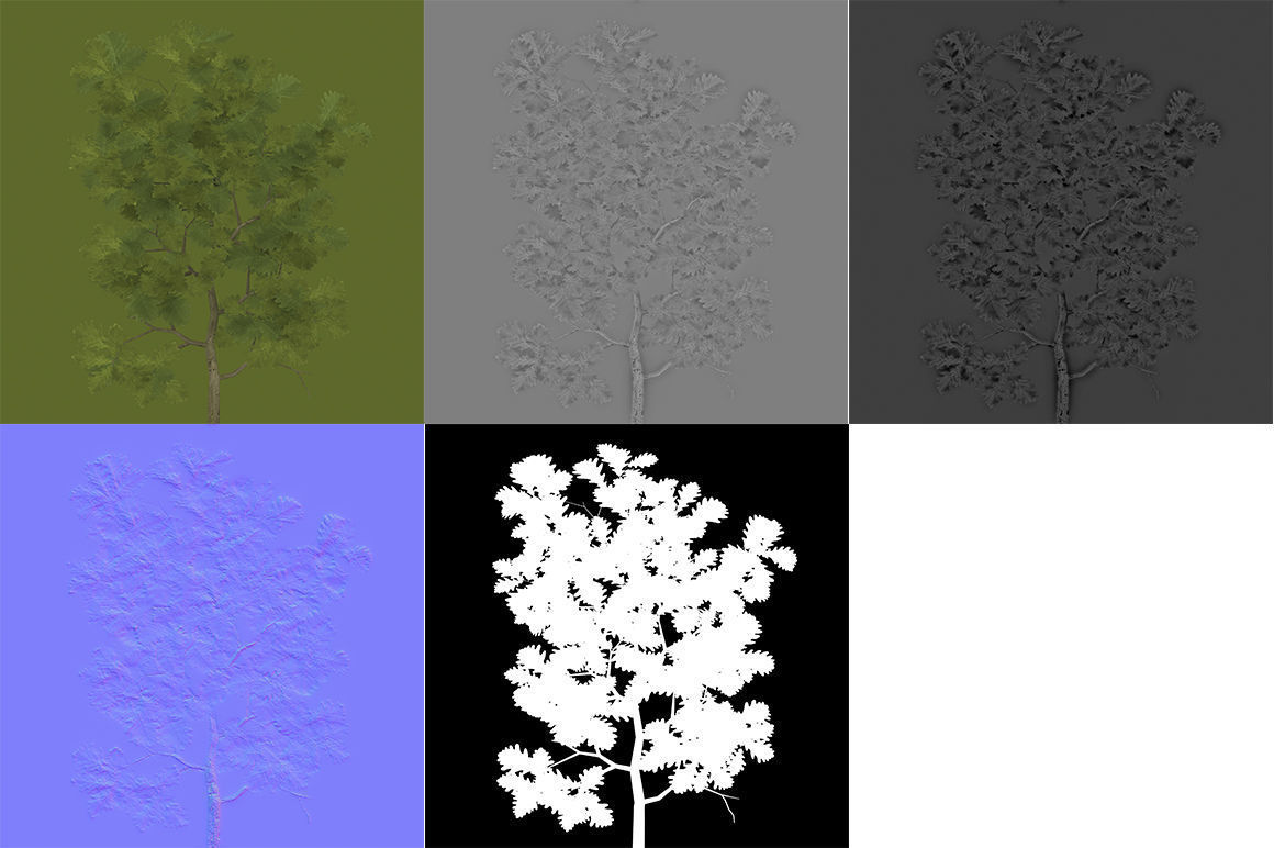 Oak Low Poly V1 3D model_10