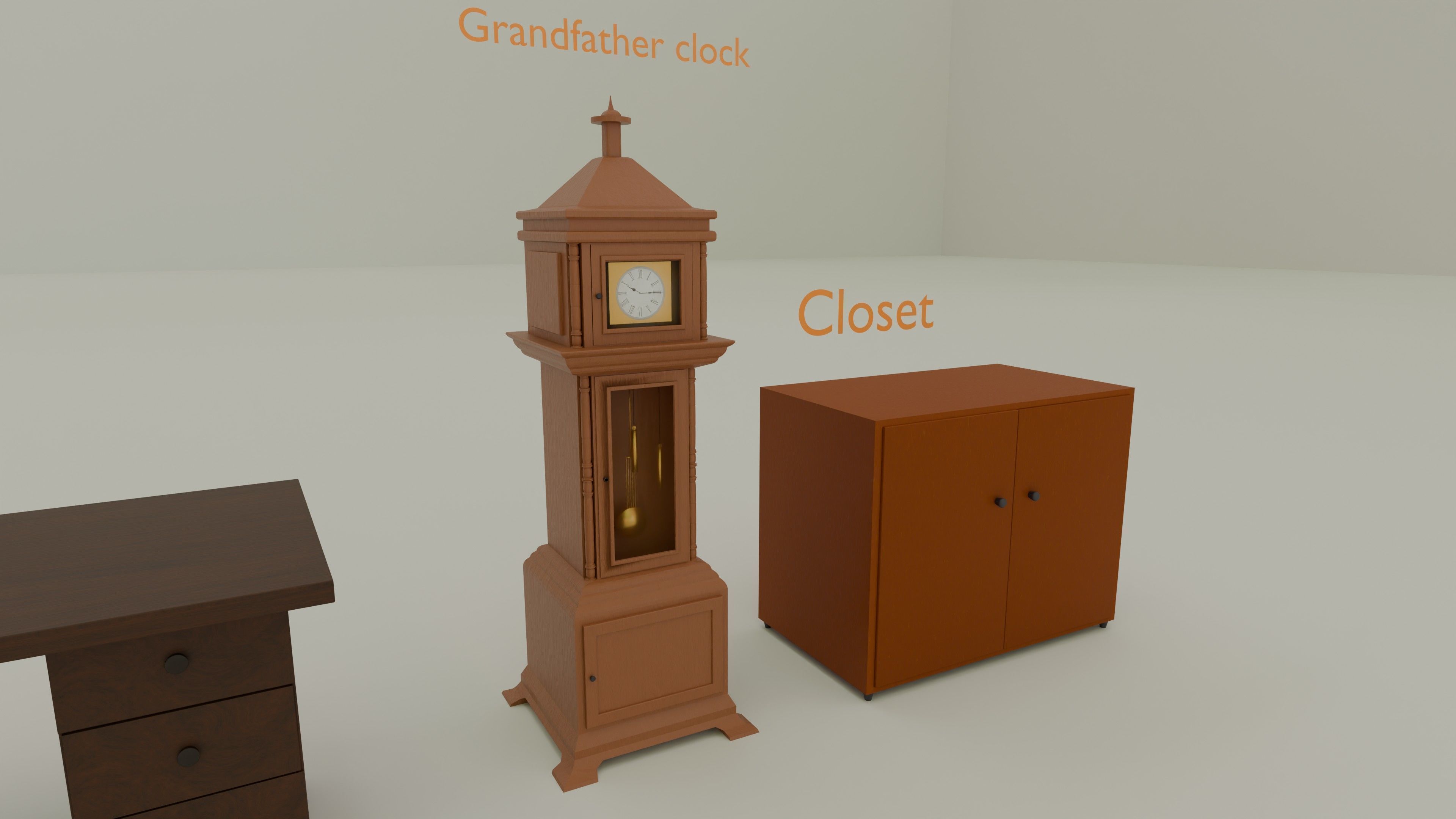 Old Furniture Low-poly 3D model_7
