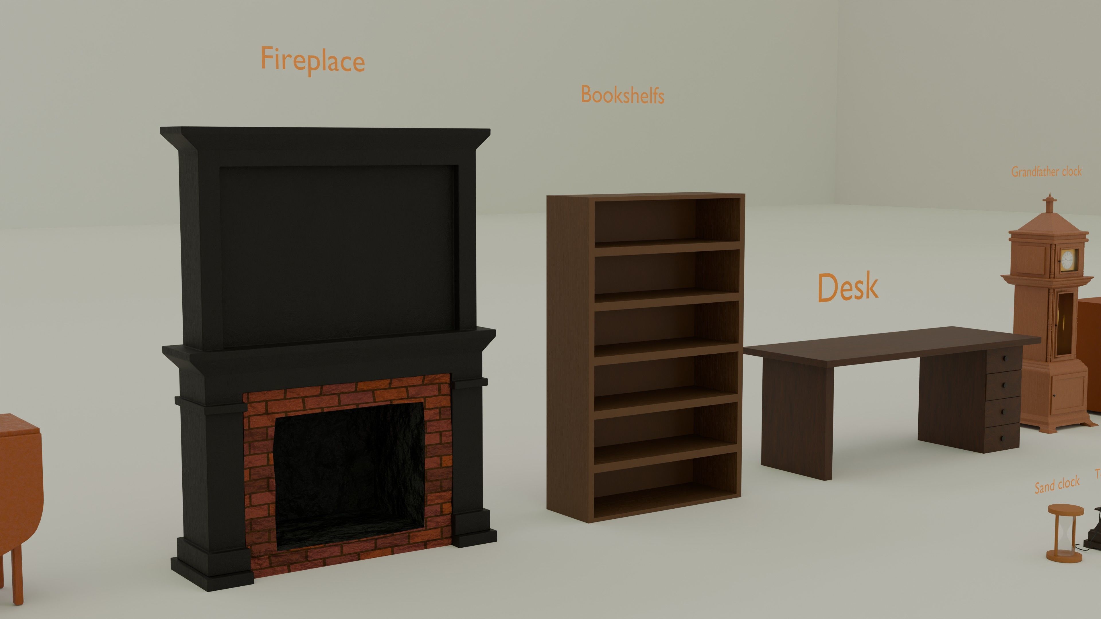 Old Furniture Low-poly 3D model_6