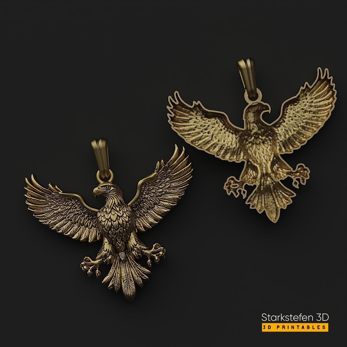 Eagle Pendant 3D Model  3D print model_10