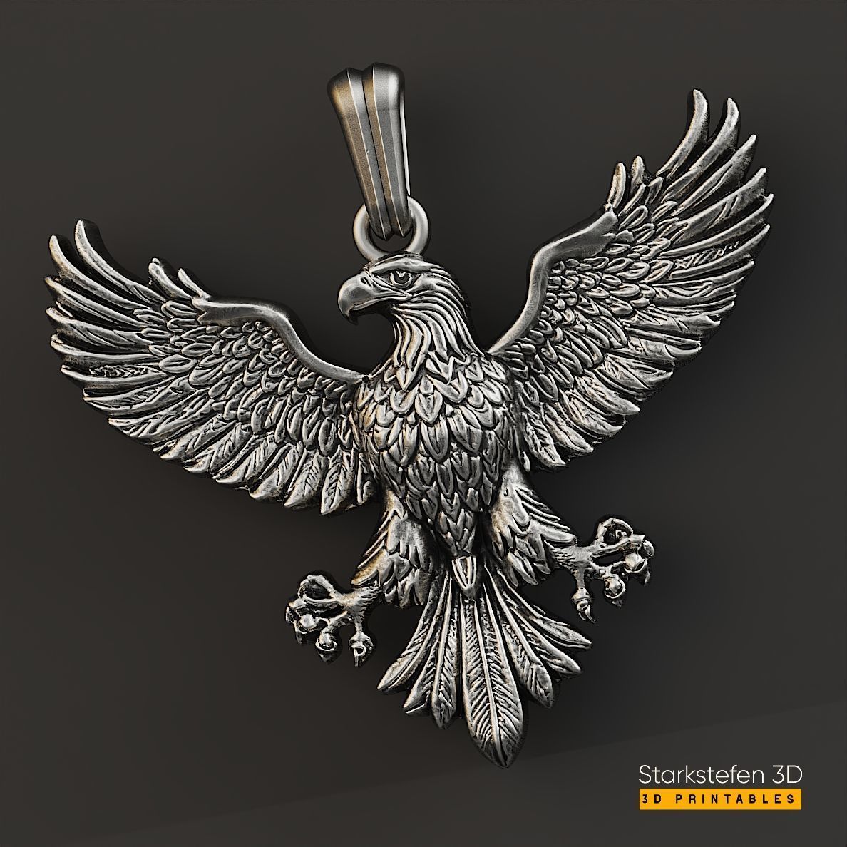 Eagle Pendant 3D Model  3D print model_3
